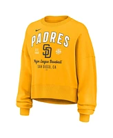 Nike Women's Gold San Diego Padres Oversized Long Sleeve Cropped Pullover Sweatshirt