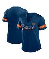 Fanatics Women's Navy Chicago Bears Play Script Lace-Up T-Shirt
