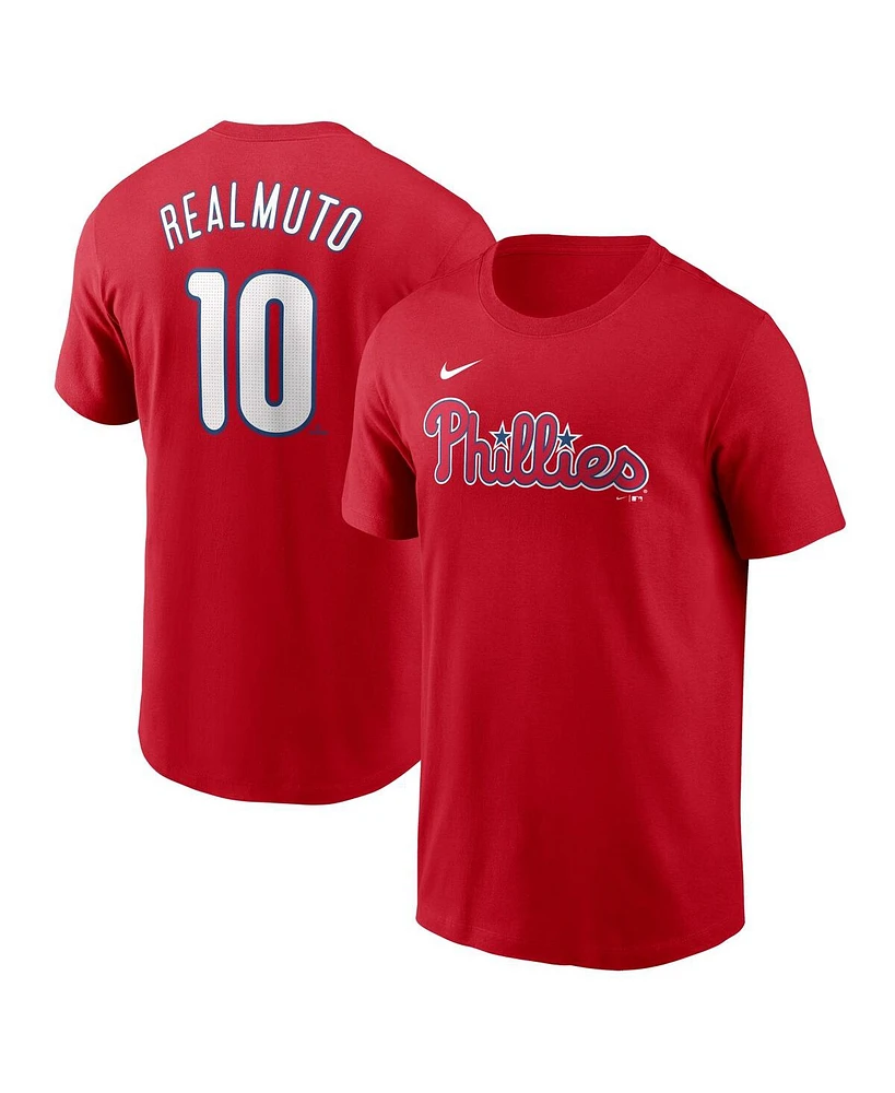 Nike Men's J.t. Realmuto Red Philadelphia Phillies Fuse Name Number T-Shirt