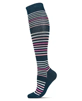 MeMoi Women's Classic Stripes 8-15mmHg Graduated Compression Socks MFY06346