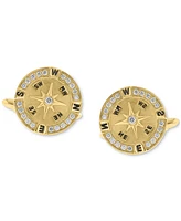 Effy Men's Diamond Compass Cufflinks (3/8 ct. t.w.) in 14k Gold-Plated Sterling Silver