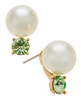 Charter Club Gold-Tone Crystal & Imitation Pearl Stud Earrings, Exclusively at Macy's