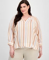 Liverpool Los Angeles Plus 3/4-Raglan Sleeve Top
