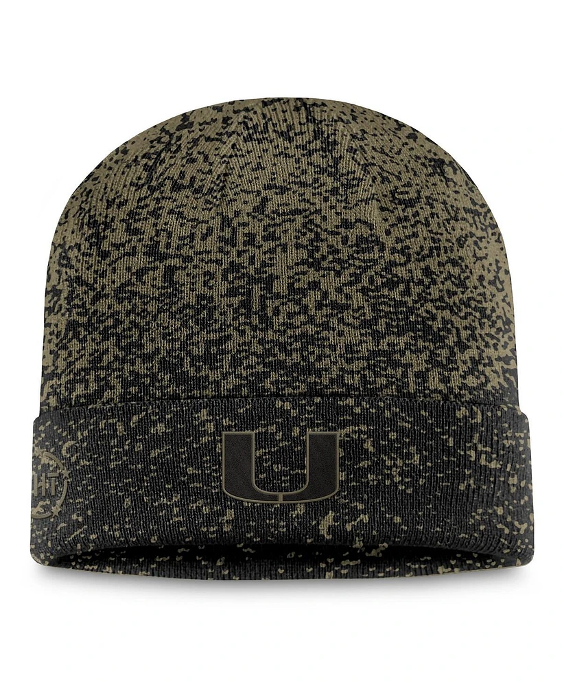 Top of the World Men's Olive/Black Miami Hurricanes Cuffed Knit Two-Tone Hat