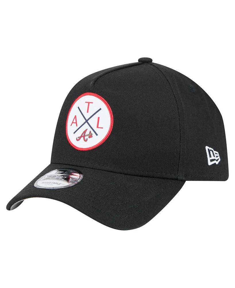 New Era Men's Black Atlanta Braves 9FORTY A-Frame Adjustable Hat