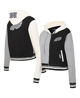 Pro Standard Women's Gray Philadelphia Eagles Reverse French Terry Color Block Full-Zip Hoodie