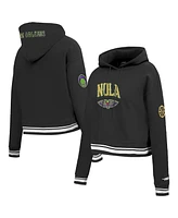 Pro Standard Women's Black New Orleans Pelicans 2024/25 City Edition Chenille Applique Cropped Pullover Hoodie