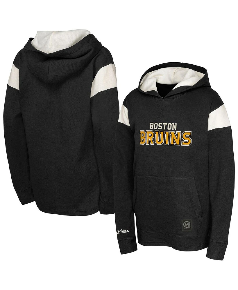 Mitchell & Ness Men's Black Boston Bruins Thermal Lightweight Pullover Hoodie