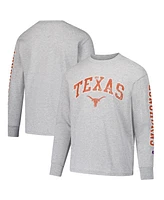 Champion Big Boys and Girls Gray Texas Longhorns Distressed Arch Over Logo Long Sleeve T-Shirt