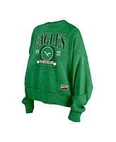 New Era Women's Kelly Green Philadelphia Eagles Throwback Boxy Sweatshirt