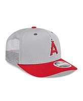 New Era Men's Gray/Red Los Angeles Angels 2025 Batting Practice 9SEVENTY Stretch-Snap Trucker Hat