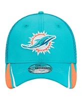 New Era Men's Aqua Miami Dolphins Game Day Linear 39THIRTY Flex Hat