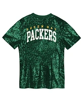 Outerstuff Big Girls Green Bay Packers Wordmark Sequin V-Neck Top