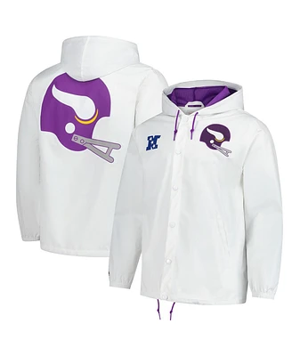 Mitchell & Ness Men's White Minnesota Vikings Vintage Logo Coaches Full-Snap Hoodie Jacket