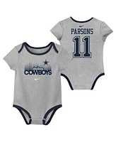 Nike Baby Boys and Girls Micah Parsons Dallas Cowboys Name Number Bodysuit 3-pack