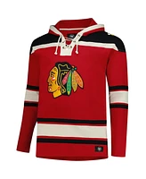 '47 Brand Men's Red Chicago Blackhawks Big Tall Superior Lacer Fleece Pullover Hoodie