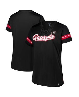 Fanatics Women's Black Georgia Bulldogs Plus Overtime Readiness Lace-Up T-Shirt