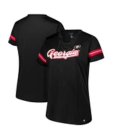 Fanatics Women's Black Georgia Bulldogs Plus Overtime Readiness Lace-Up T-Shirt