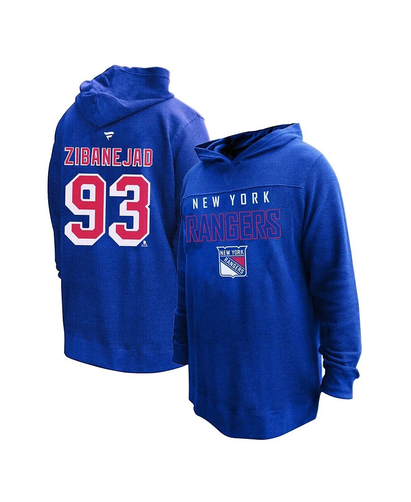 Profile Women's Mika Zibanejad Blue New York Rangers Plus Name Number Thermal Pullover Hoodie