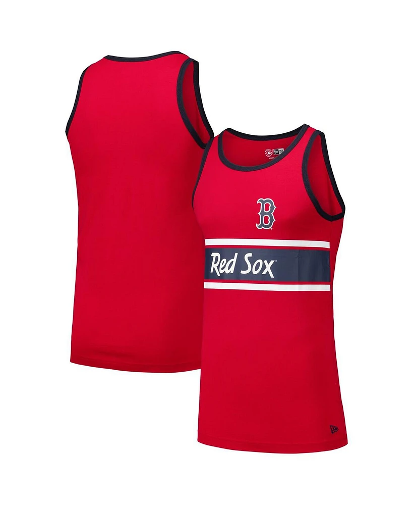 New Era Men's Red Boston Sox Jersey Ringer Tank Top