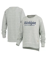 Pressbox Women's Heather Gray Michigan Wolverines Torrington Pullover Sweatshirt