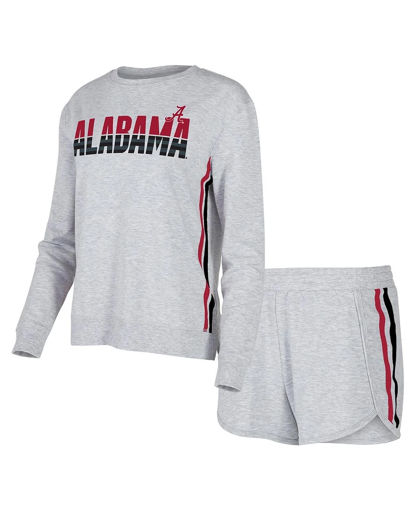 Concepts Sport Women's Gray Alabama Crimson Tide Cedar Tri-Blend Long Sleeve T-Shirt and Shorts Sleep Set