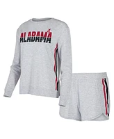 Concepts Sport Women's Gray Alabama Crimson Tide Cedar Tri-Blend Long Sleeve T-Shirt and Shorts Sleep Set