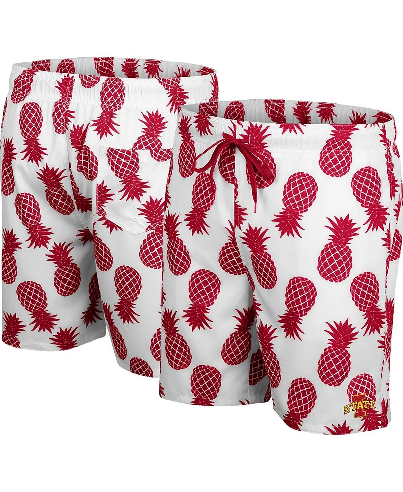 Colosseum Men's White Iowa State Cyclones Pineapples Swim Shorts