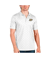 Antigua Men's White/Steel Purdue Boilermakers Spark Polo Shirt