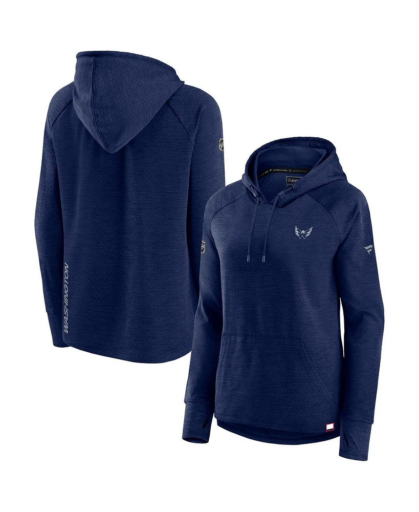 Fanatics Women's Heather Navy Washington Capitals Authentic Pro Pullover Hoodie
