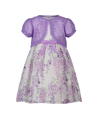 Blueberi Boulevard Toddler and Little Girls 2-Piece Fit-and-Flare Dress and Crochet Shrug Set