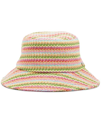 Steve Madden Striped Crochet Straw Bucket Hat