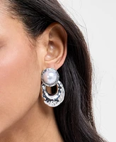 I.n.c. International Concepts Rhodium-Plated Imitation Pearl Sculptural Drop Earrings, Exclusively at Macy's