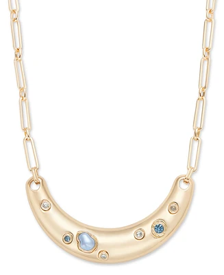 I.n.c. International Concepts Gold-Tone Crystal & Imitation Pearl Curved Bar Statement Necklace, 16-1/2" + 3" extender, Exclusively at Macy's