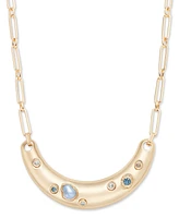 I.n.c. International Concepts Gold-Tone Crystal & Imitation Pearl Curved Bar Statement Necklace, 16-1/2" + 3" extender, Exclusively at Macy's