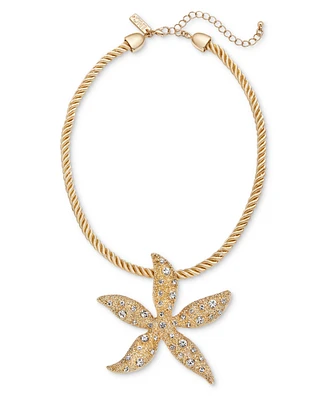 I.n.c. International Concepts Gold-Tone Crystal Starfish Statement Pendant Necklace, 16-1/2" + 3" extender, Exclusively at Macy's