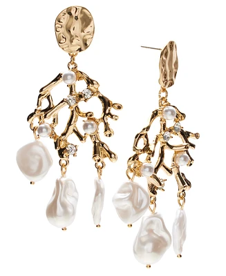 I.n.c. International Concepts Gold-Tone Crystal & Imitation Pearl Reef Statement Earrings, Exclusively at Macy's