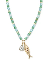 On 34th Gold-Tone Shaky Fish Mixed Bead Pendant Necklace, 32" + 3" extender, Exclusively at Macy's