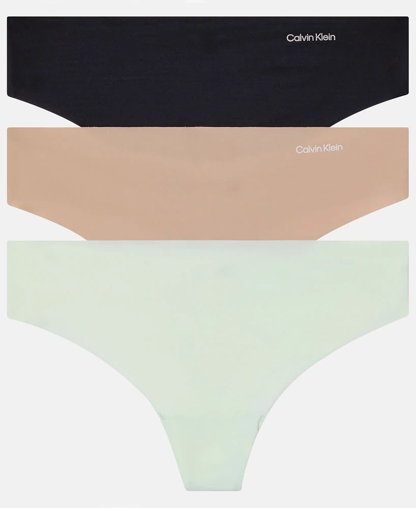 Calvin Klein Women's Invisibles 3-Pack Thong Underwear QD3558