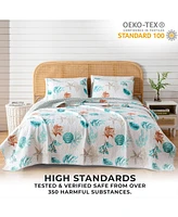 Linery & Co. Seashells & Stripes Microfiber Quilt Set With Shams