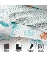 Linery & Co. Seashells & Stripes Microfiber Quilt Set With Shams