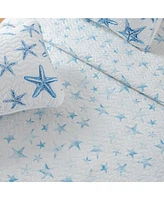 Linery & Co. Blue Starfish Microfiber Quilt Set With Shams