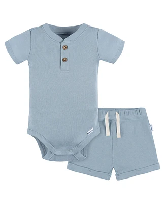 Gerber Baby Boys Henley Bodysuit and Shorts Set