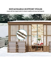 Mondawe 12x14FT Wall Mounted Solarium with Sloping Polycarbonate Roof