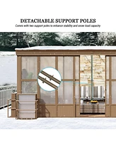 Mondawe 12x16FT Lean-to Sunroom,Wall Mounted Solarium with Sloping Polycarbonate Roof