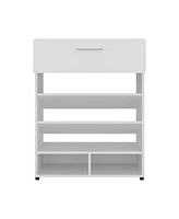 Kearns Shoe Rack, 1 Door, 4 Legs, 5 Shelves, White