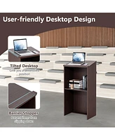 Wooden Floor Standing Podium Speaking Lectern
