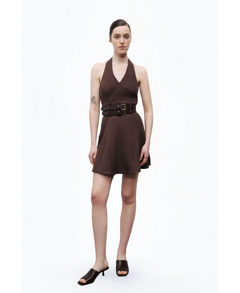 Nocturne Women's Double Belt Detailed Mini Dress