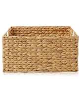 Casafield (Set of 4) Water Hyacinth 10"x13"x5" Pantry Baskets w/ Chalkboard Labels and Marker - Natural, Woven Storage Bins for Kitchen Shelves