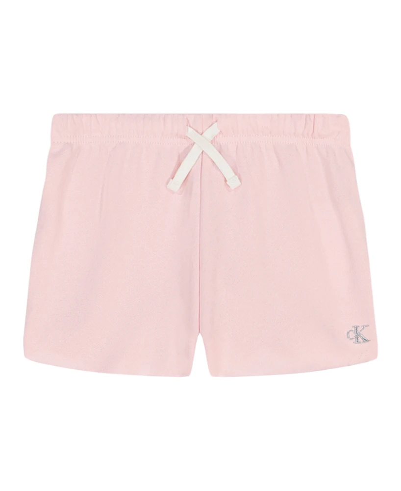 Calvin Klein Big Girls Fleece Raw Edge Shorts
